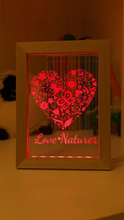 Love Heart Flowers Personalised Name Timber Frame USB 3D LED Night Light Lamp - KustomboxNight Lights & Ambient LightingKustomboxTimber Frame Light - $34.99