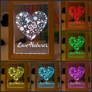 Love Heart Flowers Personalised Name Timber Frame USB 3D LED Night Light Lamp - KustomboxNight Lights & Ambient LightingKustomboxTimber Frame Light - $34.99