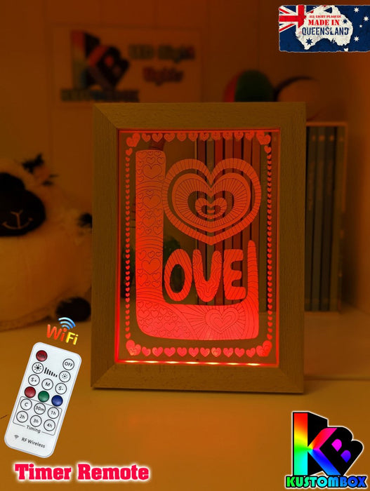 Love Heart Mandala Personalised Name Timber Picture Frame USB 3D LED Night Light Lamp - KustomboxNight Lights & Ambient LightingKustomboxTimber Frame Light