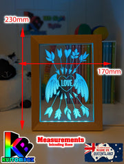 Love Heart Wings Personalised Name Timber Frame base USB 3D LED Night Light + Remote - KustomboxNight Lights & Ambient LightingKustomboxTimber Frame Light
