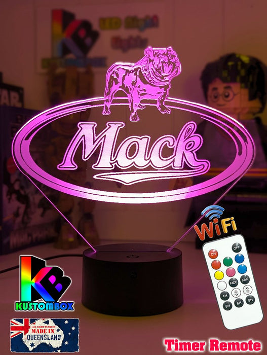Mack Truck Bulldog Logo Personalised 3d Led Night Light Lamp - KustomboxNight Lights & Ambient LightingKustomboxStandard Size