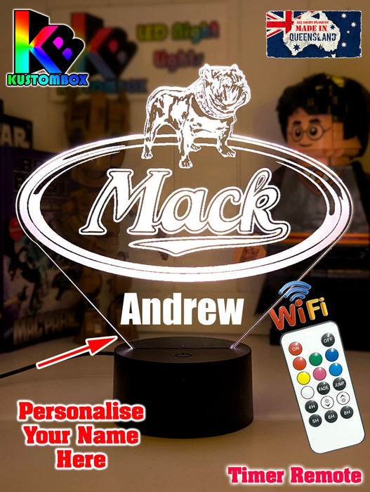 Mack Truck Bulldog Logo Personalised 3d Led Night Light Lamp - KustomboxNight Lights & Ambient LightingKustomboxStandard Size