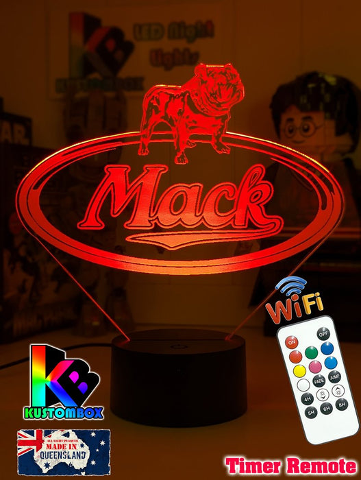 Mack Truck Bulldog Logo Personalised 3d Led Night Light Lamp - KustomboxNight Lights & Ambient LightingKustomboxStandard Size