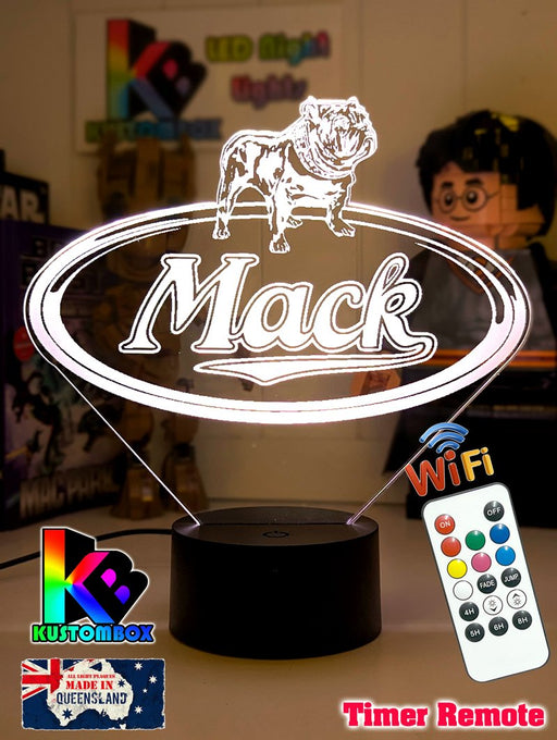Mack Truck Bulldog Logo Personalised 3d Led Night Light Lamp - KustomboxNight Lights & Ambient LightingKustomboxStandard Size