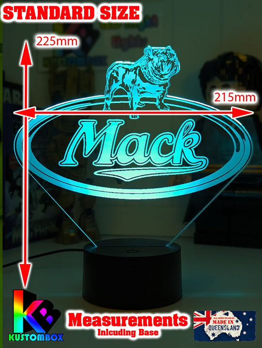 Mack Truck Bulldog Logo Personalised 3d Led Night Light Lamp - KustomboxNight Lights & Ambient LightingKustomboxStandard Size