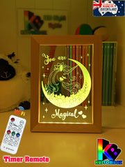 Magical Unicorn Personalised Name Timber Picture Frame USB 3D LED Night Light Lamp - KustomboxNight Lights & Ambient LightingKustomboxTimber Frame Light