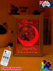 Magical Unicorn Personalised Name Timber Picture Frame USB 3D LED Night Light Lamp - KustomboxNight Lights & Ambient LightingKustomboxTimber Frame Light