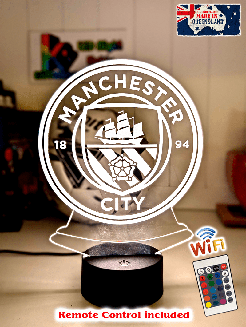 MANCHESTER CITY Football Soccer Club 3D LED Night Light Lamp - KustomboxNight Lights & Ambient LightingKustomboxStandard Size