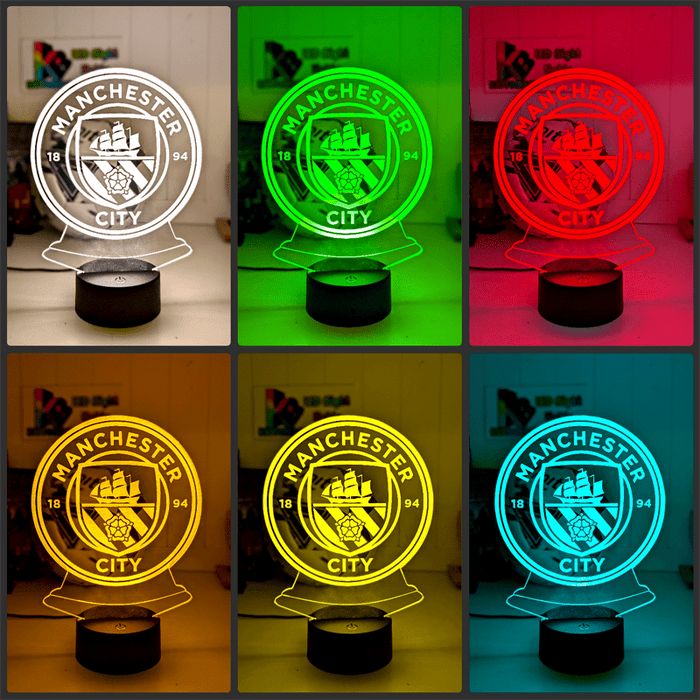 MANCHESTER CITY Football Soccer Club 3D LED Night Light Lamp - KustomboxNight Lights & Ambient LightingKustomboxStandard Size