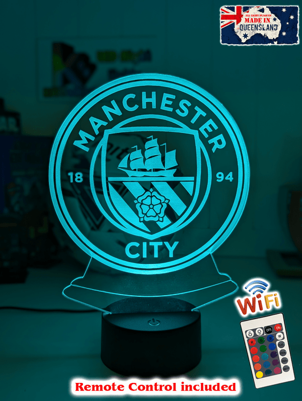 MANCHESTER CITY Football Soccer Club 3D LED Night Light Lamp - KustomboxNight Lights & Ambient LightingKustomboxStandard Size