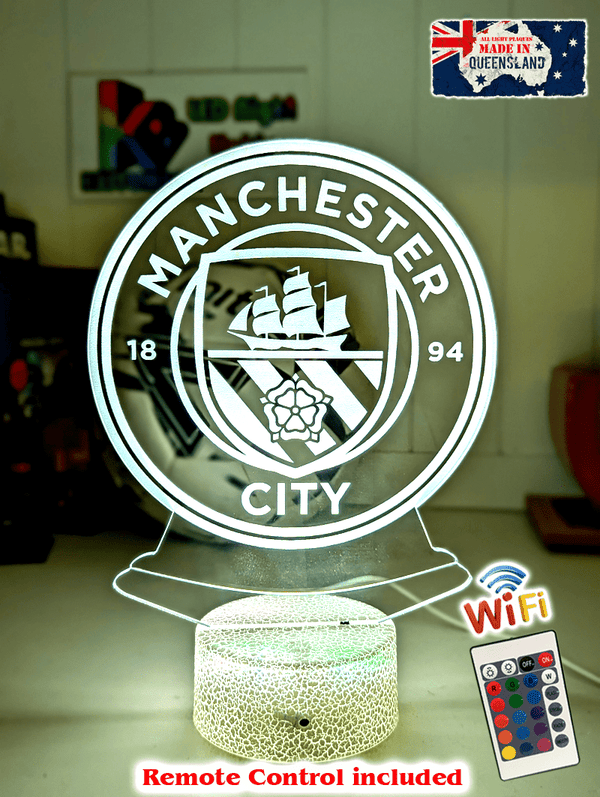 MANCHESTER CITY Football Soccer Club 3D LED Night Light Lamp - KustomboxNight Lights & Ambient LightingKustomboxStandard Size