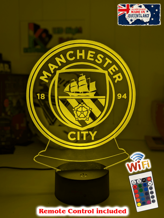 MANCHESTER CITY Football Soccer Club 3D LED Night Light Lamp - KustomboxNight Lights & Ambient LightingKustomboxStandard Size