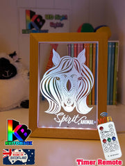Mandala Horse Head Personalised Name Timber Frame USB 3D LED Night Light Lamp - KustomboxNight Lights & Ambient LightingKustomboxTimber Frame Light - $34.99