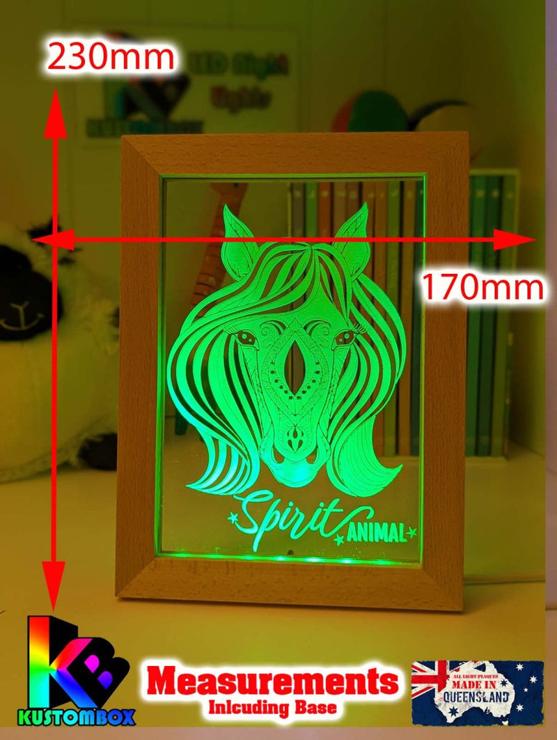Mandala Horse Head Personalised Name Timber Frame USB 3D LED Night Light Lamp - KustomboxNight Lights & Ambient LightingKustomboxTimber Frame Light - $34.99