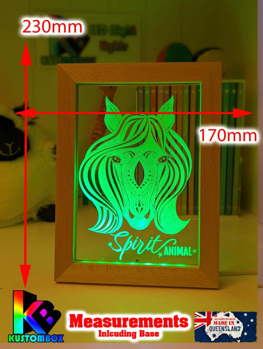 Mandala Horse Head Personalised Name Timber Frame USB 3D LED Night Light Lamp - KustomboxNight Lights & Ambient LightingKustomboxTimber Frame Light - $34.99