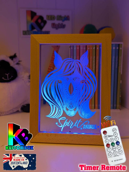 Mandala Horse Head Personalised Name Timber Frame USB 3D LED Night Light Lamp - KustomboxNight Lights & Ambient LightingKustomboxTimber Frame Light - $34.99