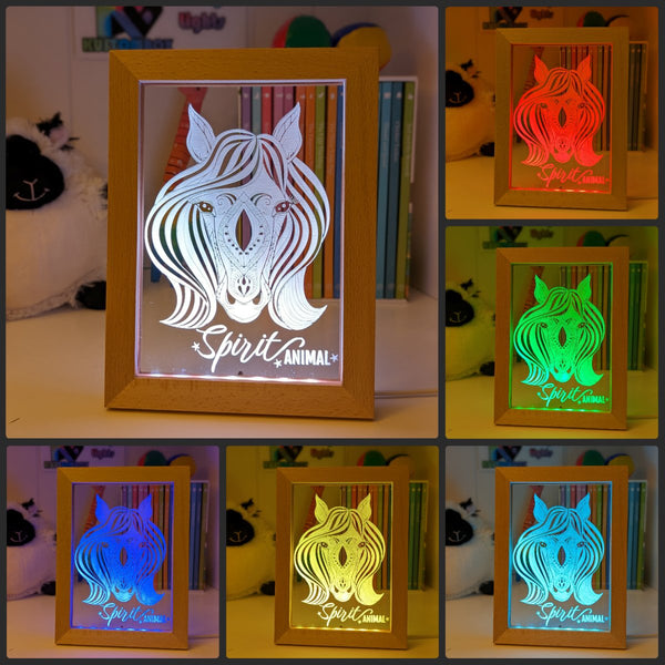 Mandala Horse Head Personalised Name Timber Frame USB 3D LED Night Light Lamp - KustomboxNight Lights & Ambient LightingKustomboxTimber Frame Light - $34.99