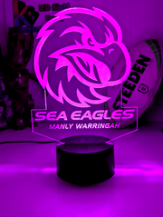 Manly Sea Eagles 3D LED Night Light Personalised Name 16 Colour Lamp - KustomboxNight Lights & Ambient LightingKustomboxStandard Size