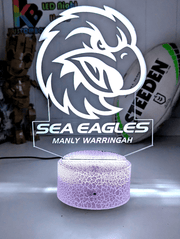 Manly Sea Eagles 3D LED Night Light Personalised Name 16 Colour Lamp - KustomboxNight Lights & Ambient LightingKustomboxLarge Size