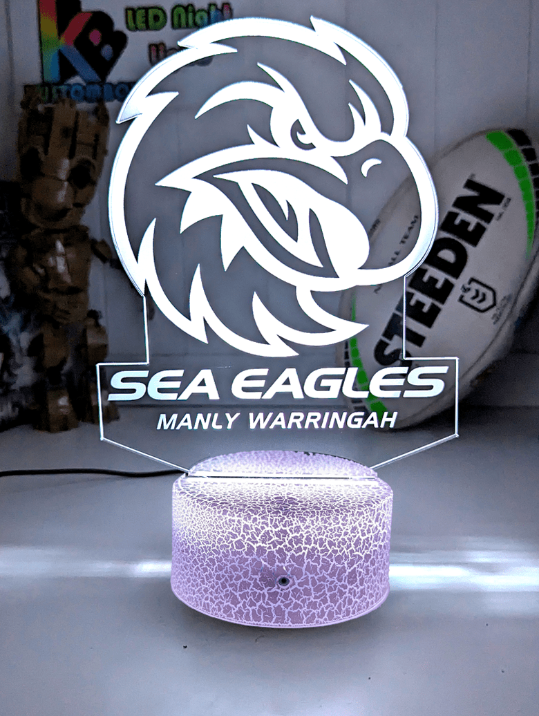 Manly Sea Eagles 3D LED Night Light Personalised Name 16 Colour Lamp - KustomboxNight Lights & Ambient LightingKustomboxLarge Size