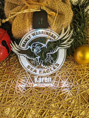 Manly Sea - Eagles Football Personalised Christmas Bauble 3D LED Light Decoration - KustomboxNight Lights & Ambient LightingKustomboxBauble - Standard