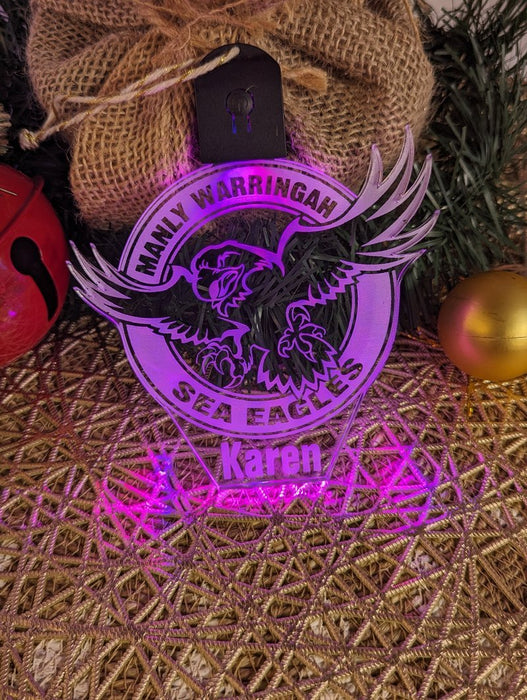 Manly Sea - Eagles Football Personalised Christmas Bauble 3D LED Light Decoration - KustomboxNight Lights & Ambient LightingKustomboxBauble - Standard