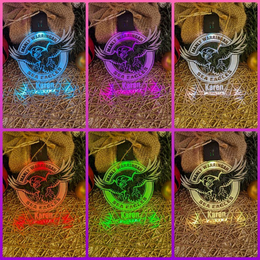 Manly Sea - Eagles Football Personalised Christmas Bauble 3D LED Light Decoration - KustomboxNight Lights & Ambient LightingKustomboxBauble - Standard
