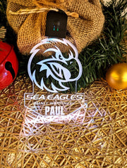 Manly Sea Eagles Football Personalised Christmas Bauble 3D LED Light Decoration - KustomboxNight Lights & Ambient LightingKustomboxBauble - No Name