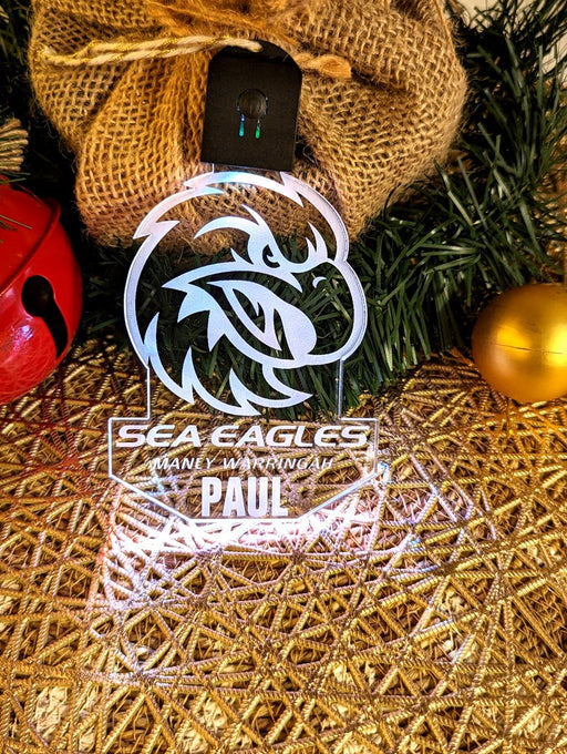 Manly Sea Eagles Football Personalised Christmas Bauble 3D LED Light Decoration - KustomboxNight Lights & Ambient LightingKustomboxBauble - No Name