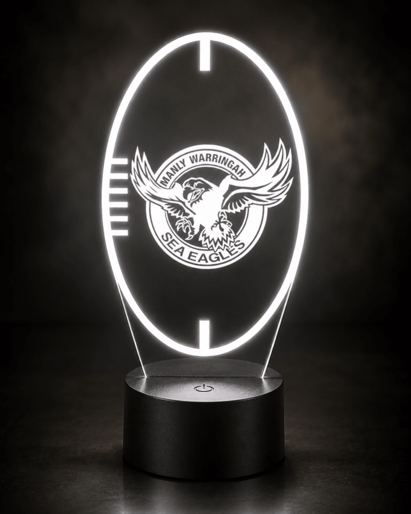 Manly Sea Eagles Personalised Ball Shaped 3D LED Night Light Name Lamp - KustomboxNight Lights & Ambient LightingKustomboxStandard Size