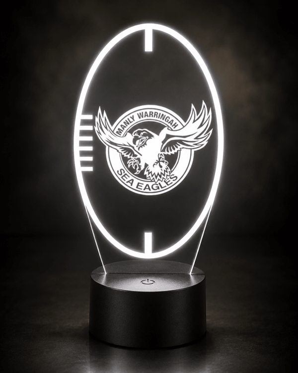 Manly Sea Eagles Personalised Ball Shaped 3D LED Night Light Name Lamp - KustomboxNight Lights & Ambient LightingKustomboxStandard Size