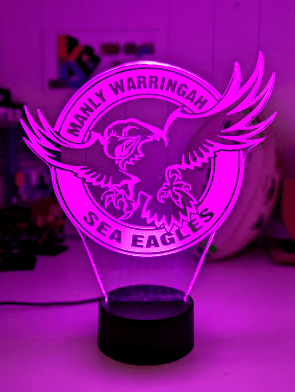 Manly Sea Eagles Personalised New 3D LED Night Light Logo Custom Name Lamp - KustomboxNight Lights & Ambient LightingKustomboxStandard Size
