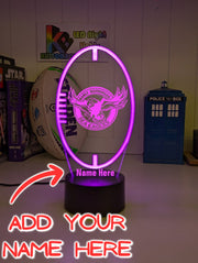 Personalised Manly Sea Eagles LED night light featuring team logo outline and custom engraving, ball shape old logo. add your name 
