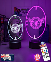 Personalised Manly Sea Eagles 3D LED night light glowing in 7 colours, perfect for kids or man caves ball shape old logo dual size 