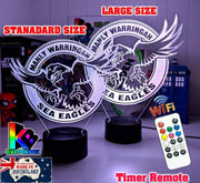 Manly Sea Eagles logo 3D acrylic light with 16-colour remote, ideal NRL gift for bedroom or bar, original logo, dual sizes 