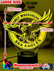 MANLY SEA EAGLES Rugby League Football Club LED Night Light 7 Colour Remote Control - KustomboxNight Lights & Ambient LightingKustomboxStandard Size