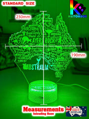 Map of Australia Souvenir Gift Personalised 3D LED Night Light Lamp - KustomboxNight Lights & Ambient LightingKustomboxStandard Size - No Name