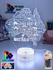 Map of Australia Souvenir Gift Personalised 3D LED Night Light Lamp - KustomboxNight Lights & Ambient LightingKustomboxStandard Size - No Name