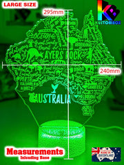 Map of Australia Souvenir Gift Personalised 3D LED Night Light Lamp - KustomboxNight Lights & Ambient LightingKustomboxStandard Size - No Name