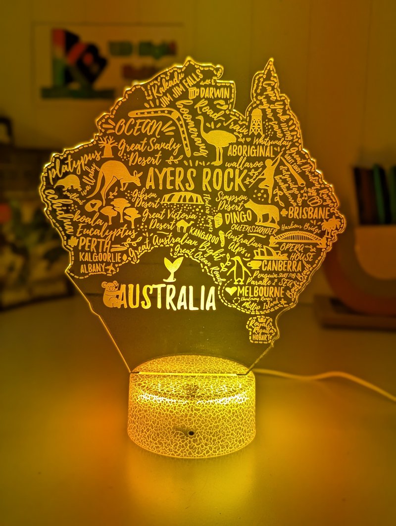 Map of Australia Souvenir Gift Personalised 3D LED Night Light Lamp - KustomboxNight Lights & Ambient LightingKustomboxStandard Size - No Name