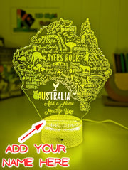 Map of Australia Souvenir Gift Personalised 3D LED Night Light Lamp - KustomboxNight Lights & Ambient LightingKustomboxStandard Size - No Name