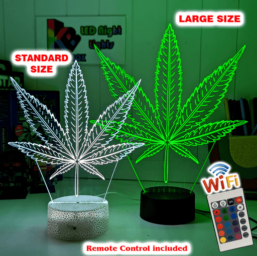 Marijuana Hemp Leaf Weed 3D LED Night Light Mood Lamp - KustomboxNight Lights & Ambient LightingKustomboxStandard Size
