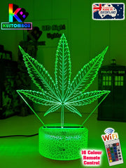 Marijuana Hemp Weed Leaf 3D LED Night Light Mood Lamp - KustomboxNight Lights & Ambient LightingKustomboxStandard Size