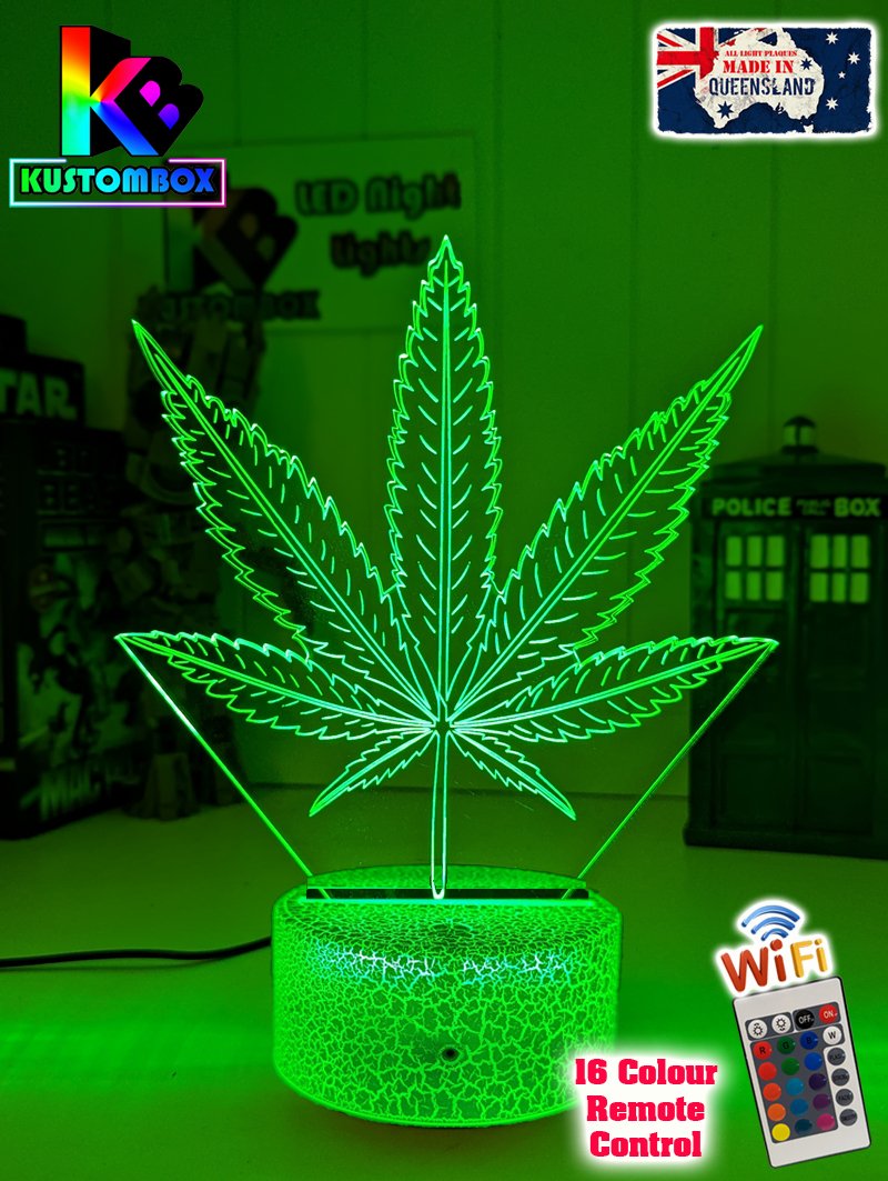 Marijuana Hemp Weed Leaf 3D LED Night Light Mood Lamp - KustomboxNight Lights & Ambient LightingKustomboxStandard Size