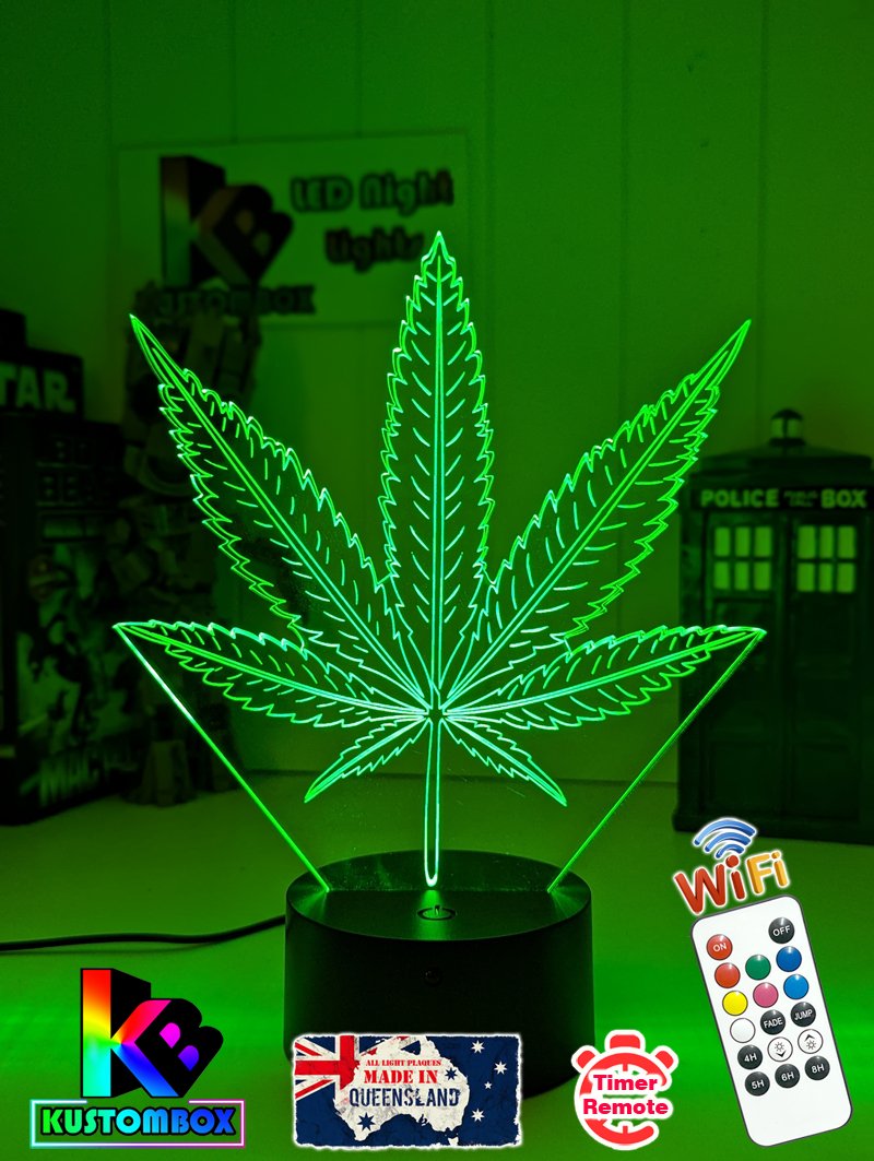 Marijuana Hemp Weed Leaf 3D LED Night Light Mood Lamp - KustomboxNight Lights & Ambient LightingKustomboxStandard Size