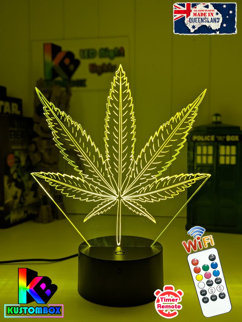 Marijuana Hemp Weed Leaf 3D LED Night Light Mood Lamp - KustomboxNight Lights & Ambient LightingKustomboxStandard Size