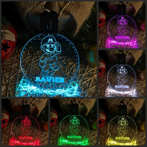 Mario Personalised Christmas Tree Bauble 3D LED Light Decoration - KustomboxNight Lights & Ambient LightingKustomboxBauble - Standard
