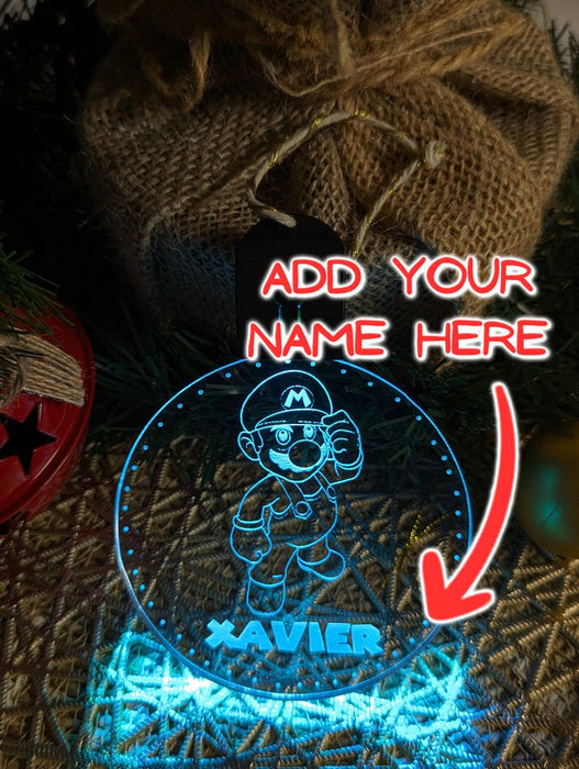 Mario Personalised Christmas Tree Bauble 3D LED Light Decoration - KustomboxNight Lights & Ambient LightingKustomboxBauble - Standard