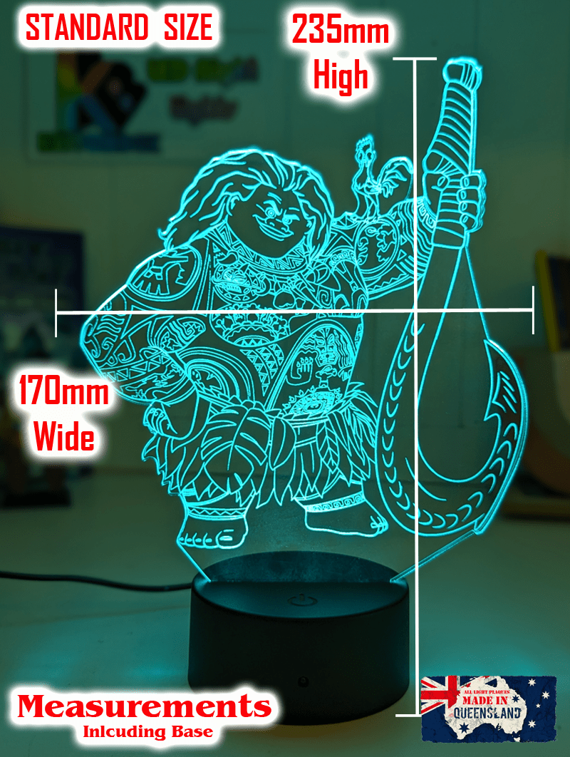 Maui Demigod Moana Personalised Name 3D LED Night Light Childrens Bedroom Lamp - KustomboxNight Lights & Ambient LightingKustomboxStandard Size