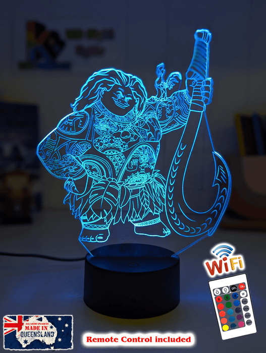Maui Demigod Moana Personalised Name 3D LED Night Light Childrens Bedroom Lamp - KustomboxNight Lights & Ambient LightingKustomboxStandard Size